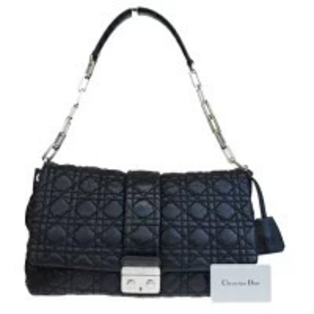 Christian Dior Chain Shoulder Bag Cannage Black Leather